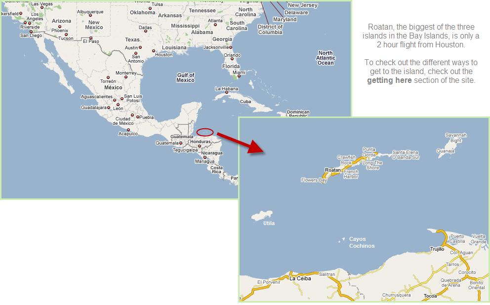 guanaja honduras island map